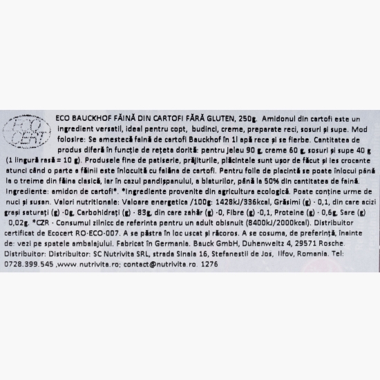 Făină eco din cartofi, fără gluten 250g
