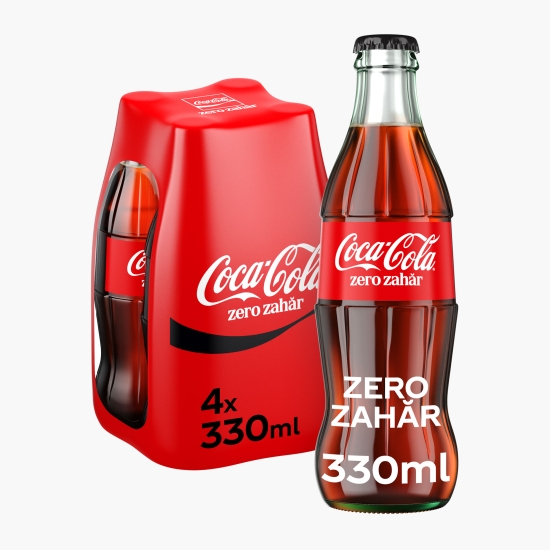 Băutură carbogazoasă cola, fără zahăr, sticlă 4x330ml