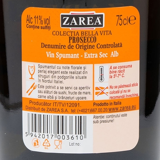 Prosecco alb extra sec, 11%, 750ml