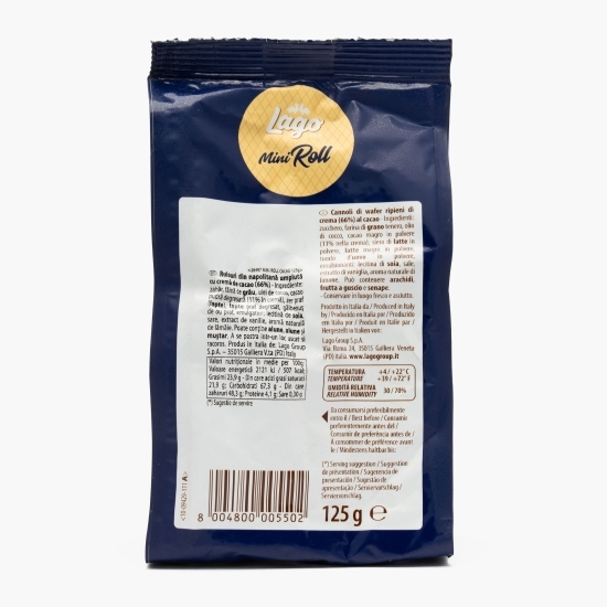 Mini rulouri din napolitană umplute cu cremă de cacao, 125g