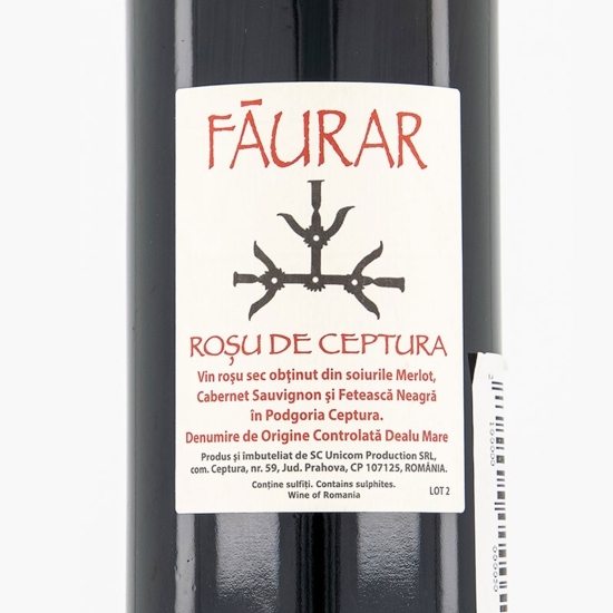 Vin roșu sec Cabernet Sauvignon & Merlot & Fetească Neagră, 14.5%, 0.75l