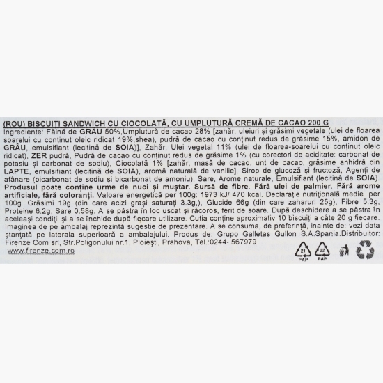 Biscuiți cu cremă de cacao Vitalday, 200g