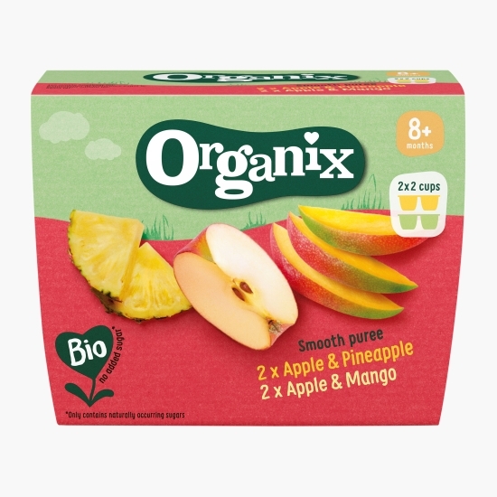 Duo piure ecologic de măr & ananas și măr & mango 8+ luni 400g