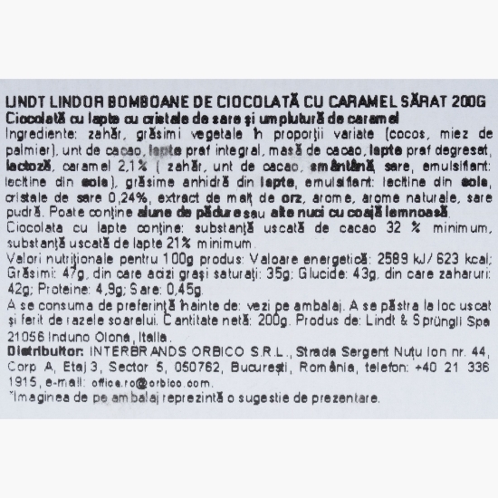 Bomboane de ciocolată cu caramel sărat, 17 buc, 200g