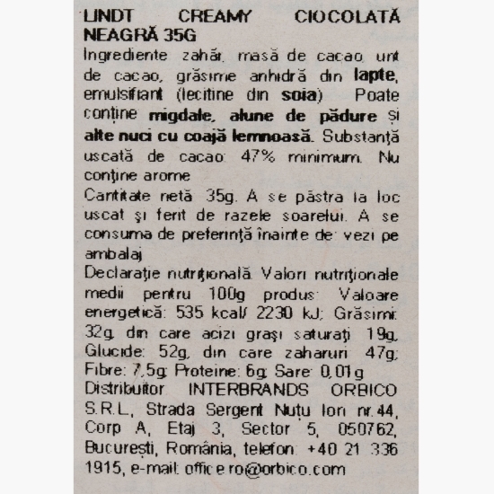 Ciocolată neagră Extra Creamy 35g