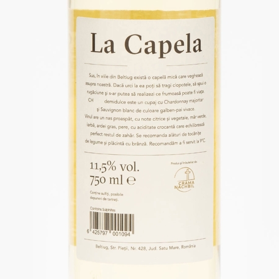 Vin alb demidulce La Capela Chardonnay & Sauvignon Blanc, 11.5%, 0.75l