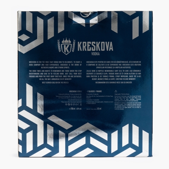 Vodcă Kreskova, 40% alc., 0.7l + 2 pahare