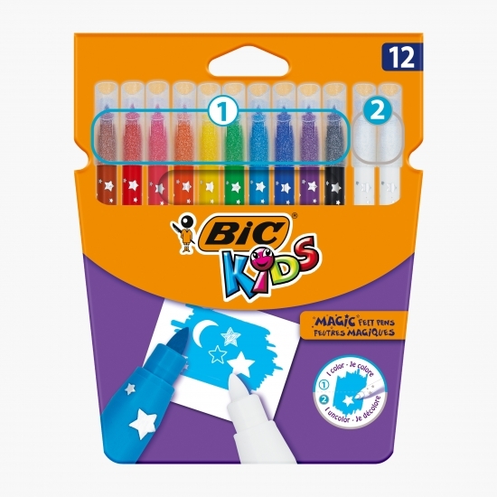 Markere colorate lavabile Kids Colour&Erase 12 buc