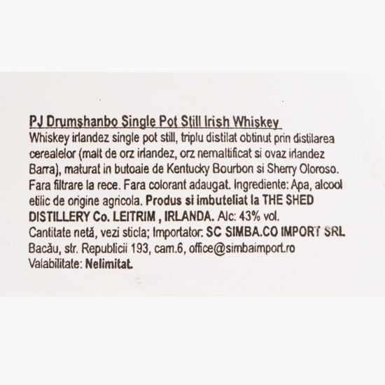 Single Pot Still Whiskey, 43%, Ireland, 0.7l