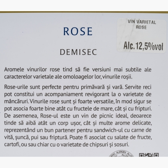 Vin rose demisec Merlot & Pinot Noir, 12.5%, bag in box 2l