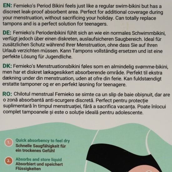 Bikini menstruali înot, mărimea L, negru