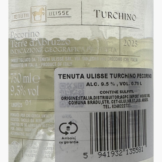 Vin alb sec Turchino Pecorino, 9.5%, 750ml