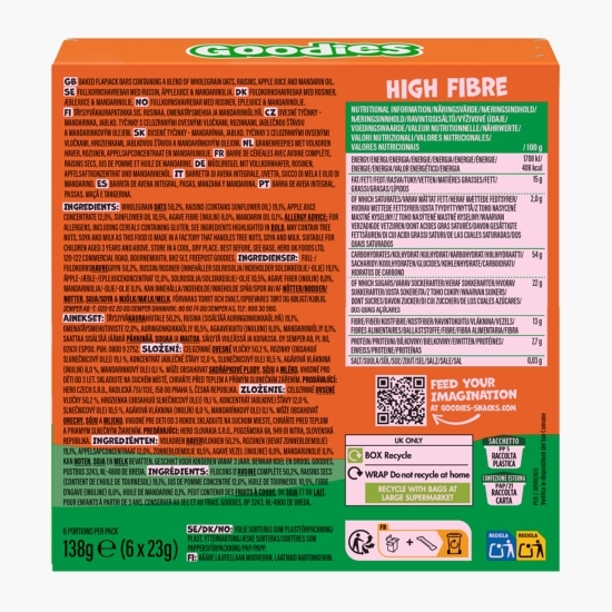 Batoane din ovăz integral cu mandarine și mere, +3 ani, 6x23g
