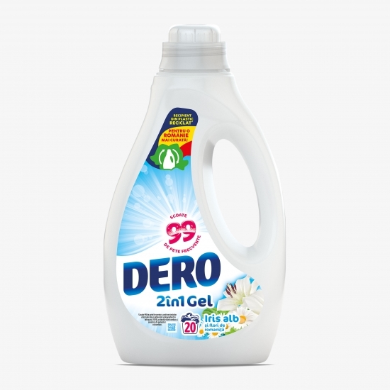 Detergent lichid 2în1 Gel Iris alb 20 spălări 1l
