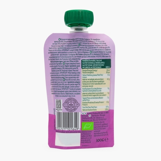 Piure ecologic de mere, afine, coacăze negre și mure, 6+ luni, 100g