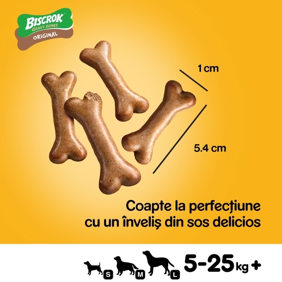 Hrană complementară pentru câini adulți, 400g, Biscrok Gravy Bones