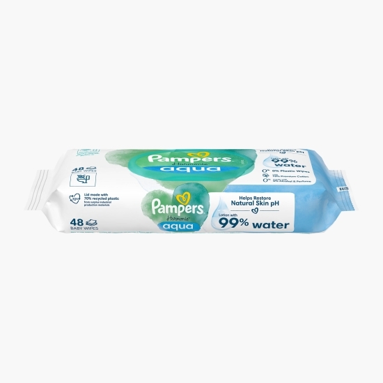 Șervețele umede Harmonie Aqua, 0% plastic, 48 buc