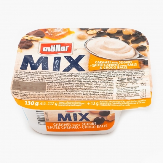 Iaurt Mix caramel și biluțe de ciocolată 130g