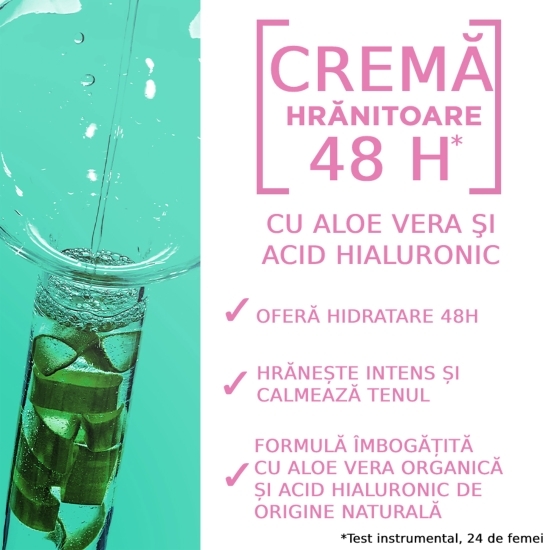 Cremă hidratantă cu aloe vera și acid hialuronic 50ml