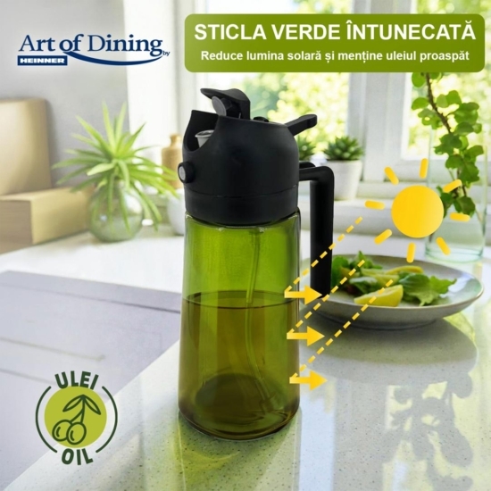 Pulverizator 2în1 ulei/oțet Art of dining, 7.5x18cm, 450ml, diverse culori