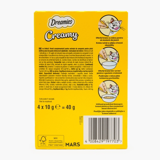 Recompense pentru pisici 4x10g, Creamy cu brânză