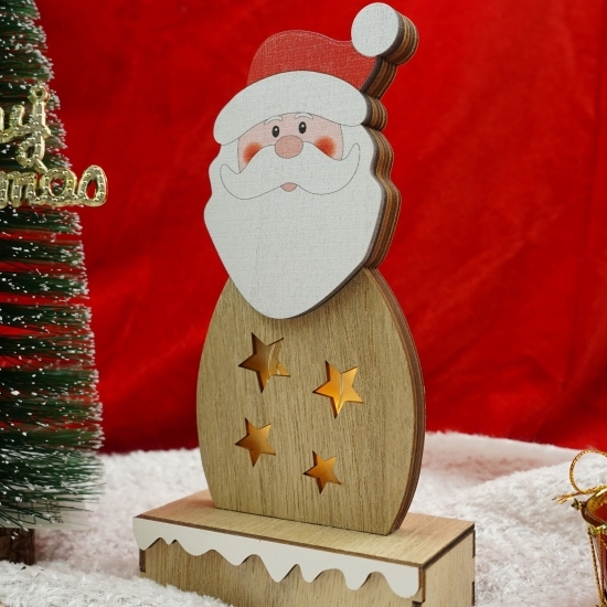 Decorațiune luminoasă de Crăciun Moș Crăciun, lemn, interior/exterior, 19x10x5cm