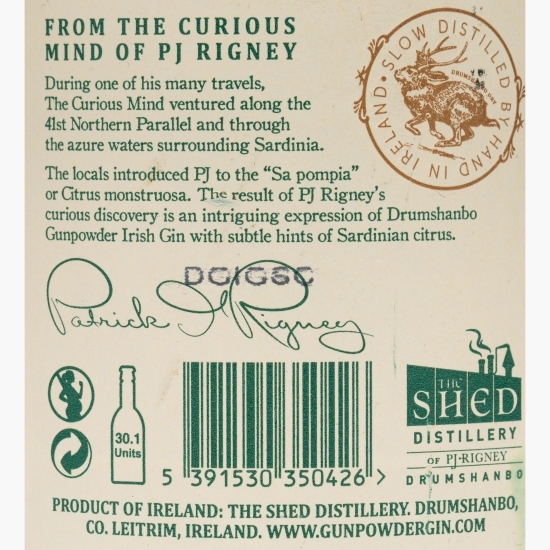 Gin Irish Sardinian Citrus 43% alc. 0.7l