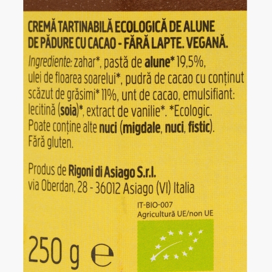 Cremă eco de cacao și alune Nocciolata, fără lapte 250g