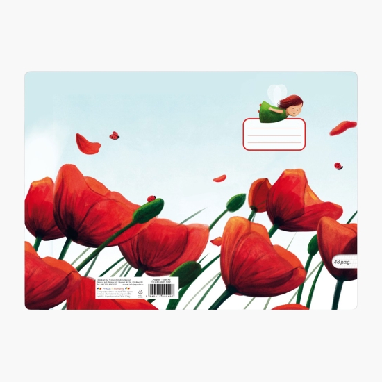 Caiet A5 Poppies tip 1, 24 file, 90g