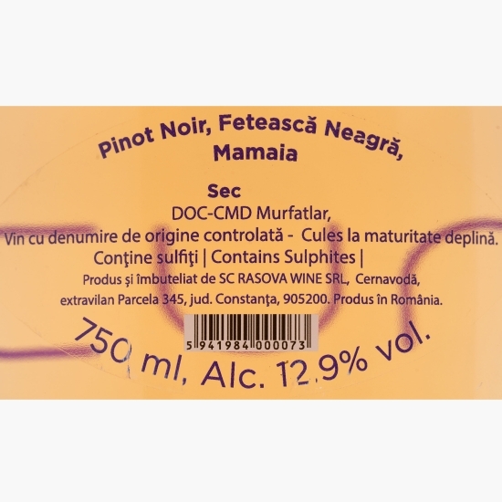 Vin rose sec Pinot Noir & Fetească Neagră & Mamaia, 12.9%, 0.75l