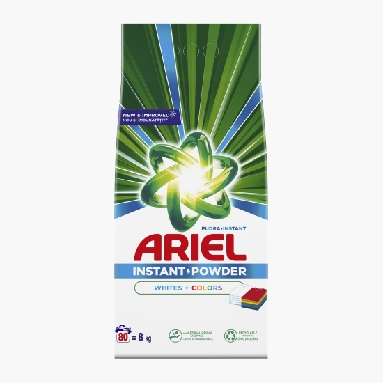 Detergent de rufe pudră automat instant Whites&Colors 80 spălări, 8kg