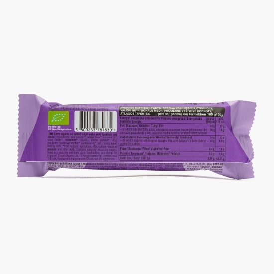 Napolitană eco cu cremă de alune și cacao, fără zahăr adăugat 30g