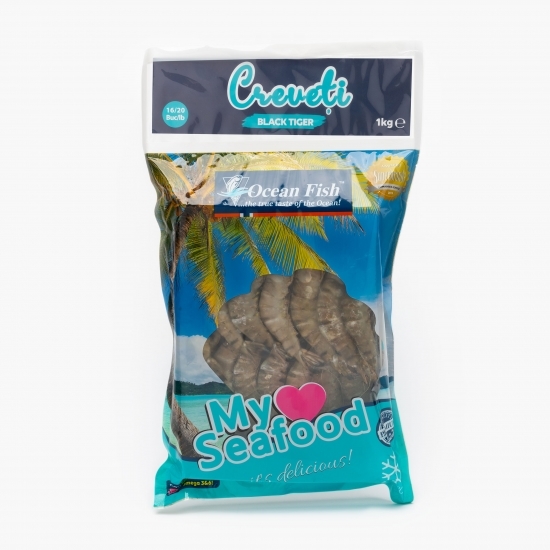 Creveți black tiger 16/20 întregi, cruzi, cu cap și carapace 1kg