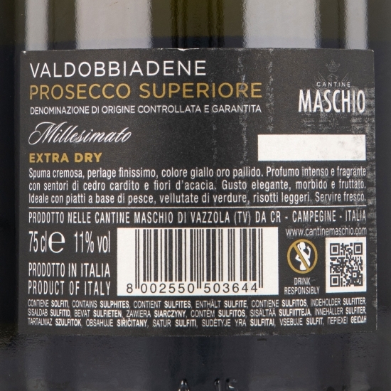 Vin spumant Prosecco Maschio Vald. Millesimato, 11%, 0.75l