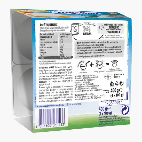 Gustare cu lapte și caise, +6 luni, 4x100g