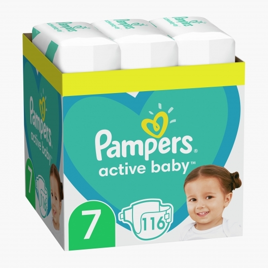 Scutece Active Baby XXL Box, mărimea 7, 15kg +, 116 buc