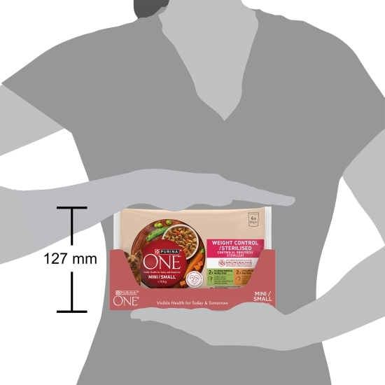Hrană umedă pentru câini One Mini Controlul greutății/ Sterilizat, multipack - curcan & pui, 4 buc x 85g