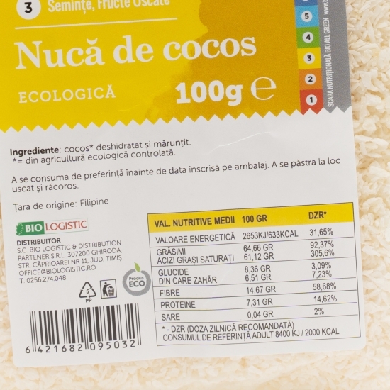 Nucă de cocos ecologică 100g