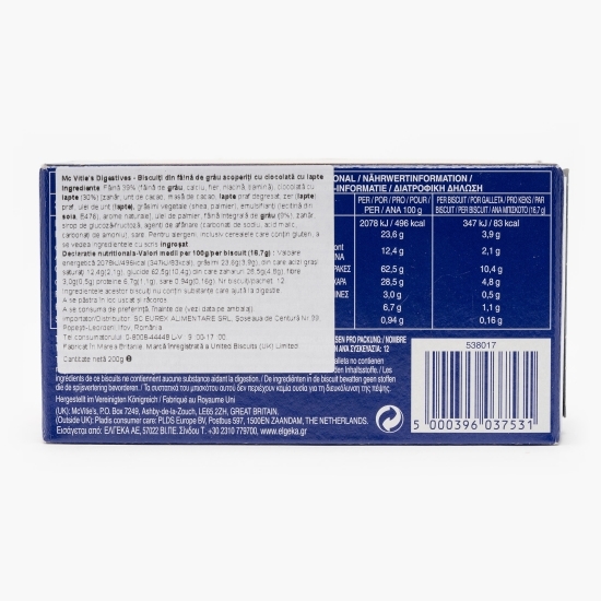Biscuiți din grâu acoperiți cu ciocolată cu lapte 200g