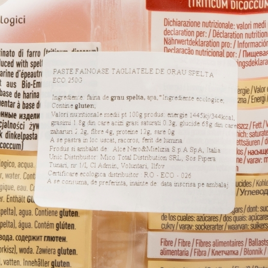 Paste Tagliatelle eco din făină de grâu spelta 250g
