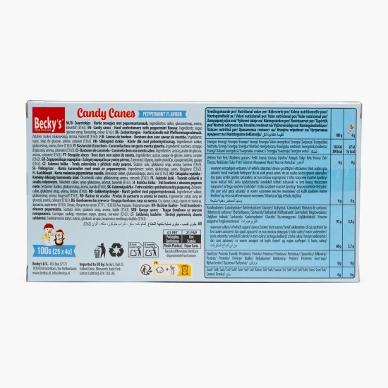 Bastonașe de acadea cu aromă mentă Candy Canes, 25x4g (100g)