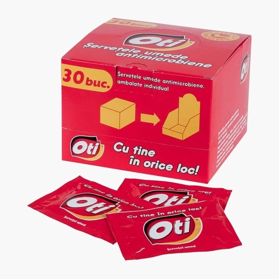 Șervețele umede antimicrobiene, ambalate individual, 30 buc