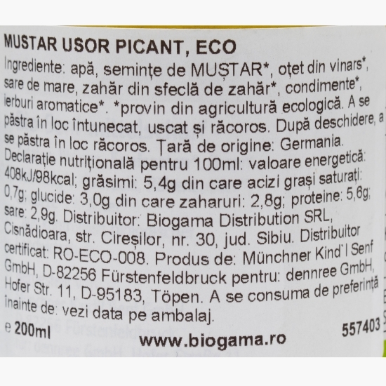 Muștar ușor picant eco, 200ml