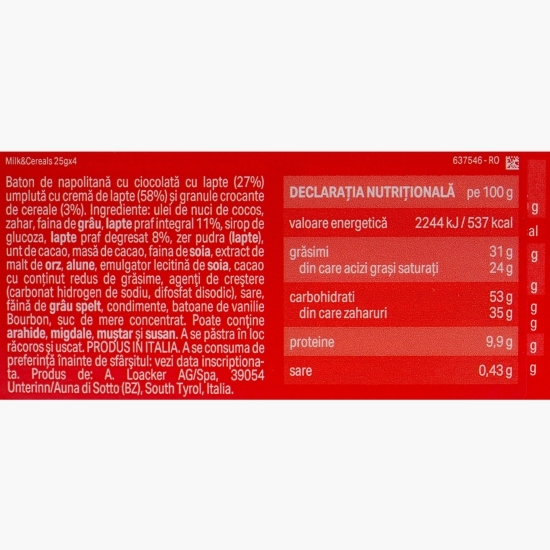 Napolitane Milk&Cereals 4x25g