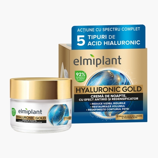 Cremă de noapte antirid cu efect de reumplere, Hyaluronic Gold, 50ml