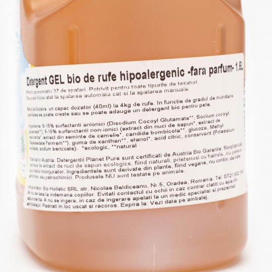 Detergent de rufe lichid gel bio, hipoalergenic, fără parfum 1.5l