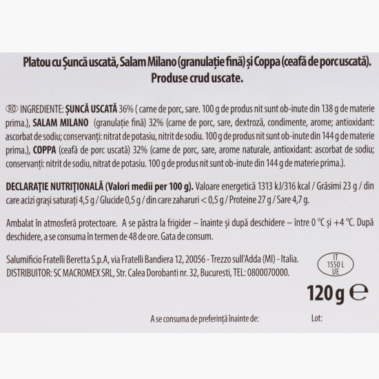 Mix Coppa, Prosciutto crudo și salam Milano 120g