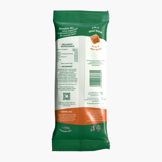 Rondele din orez cu glazură de caramel sărat 66g