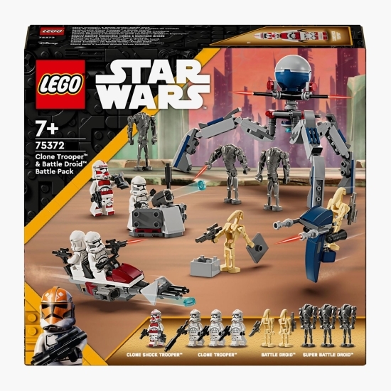 Pachet de luptă Clone Trooper și droid de luptă, 75372 Star Wars, 215 piese, +7 ani