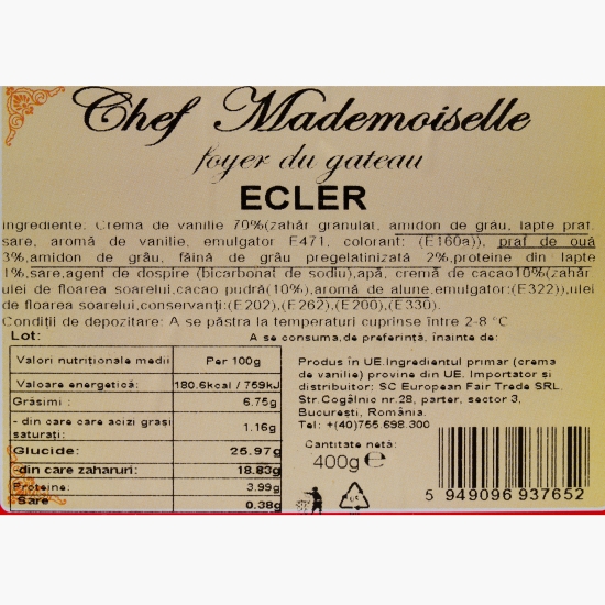 Eclere cu cremă de vanilie și glazură de ciocolată, 400g